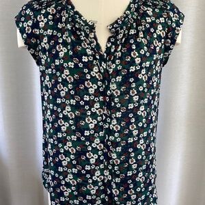 Daniel Rainn Bernal Split Neck Blouse XS Top floral navy / green